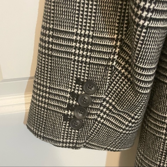 INC Glen Plaid Pea Coat Black White Embellished Small Rose Embroidery - Picture 4 of 12